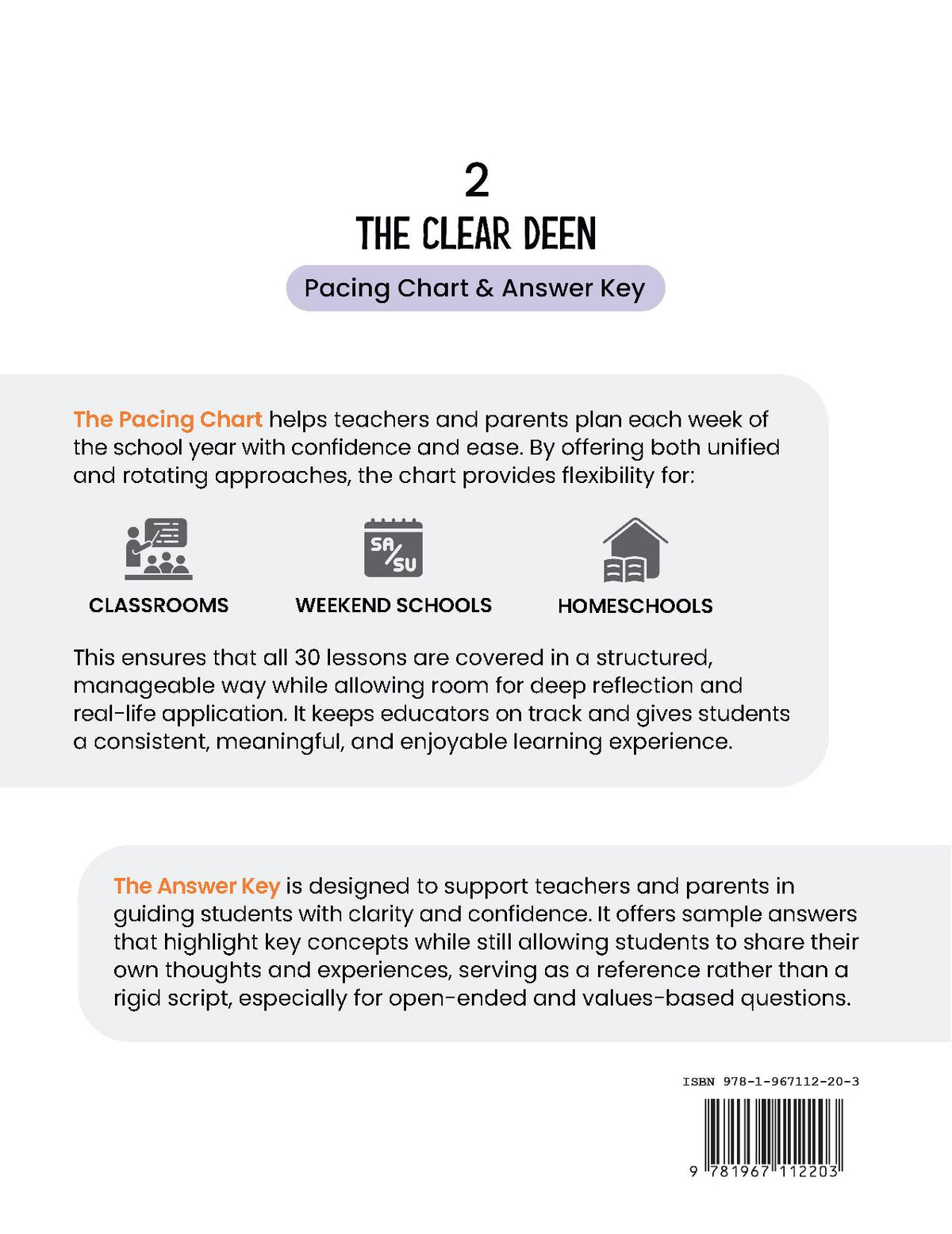 The Clear Deen - Level 2 Pacing Chart
