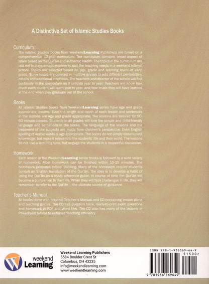 Weekend Learning Islamic Studies Level 8 Textbook - Back Cover