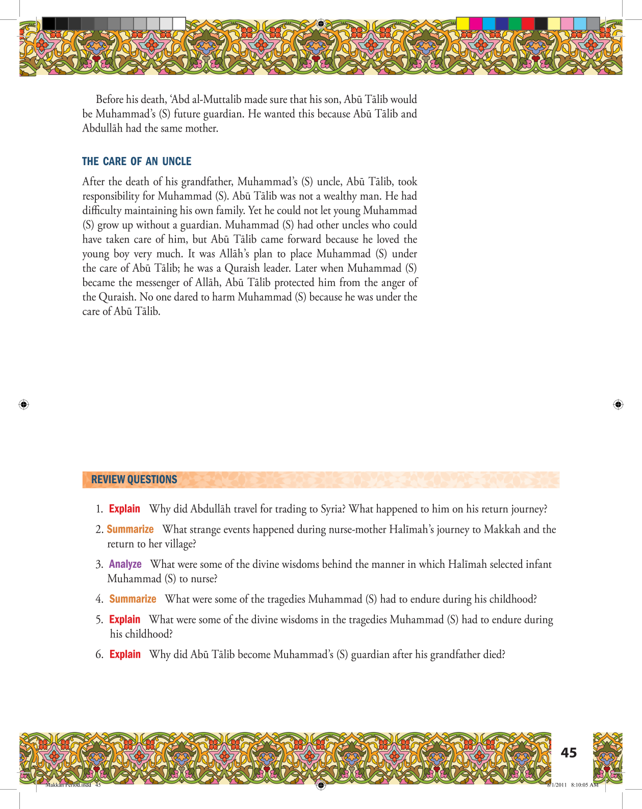 Life of Rasulullah - Makkah Period - Seerah - Weekend Learning Publishers - Sample Lesson - Page 45