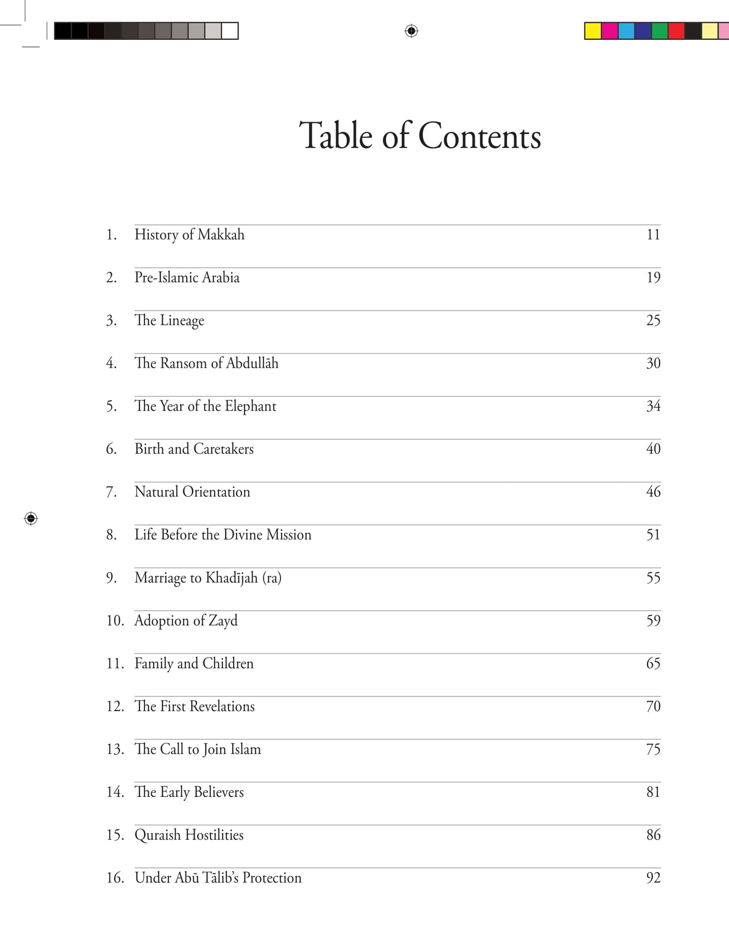 Life of Rasulullah - Makkah Period - Seerah - Weekend Learning Publishers - Table of Contents - Page 1