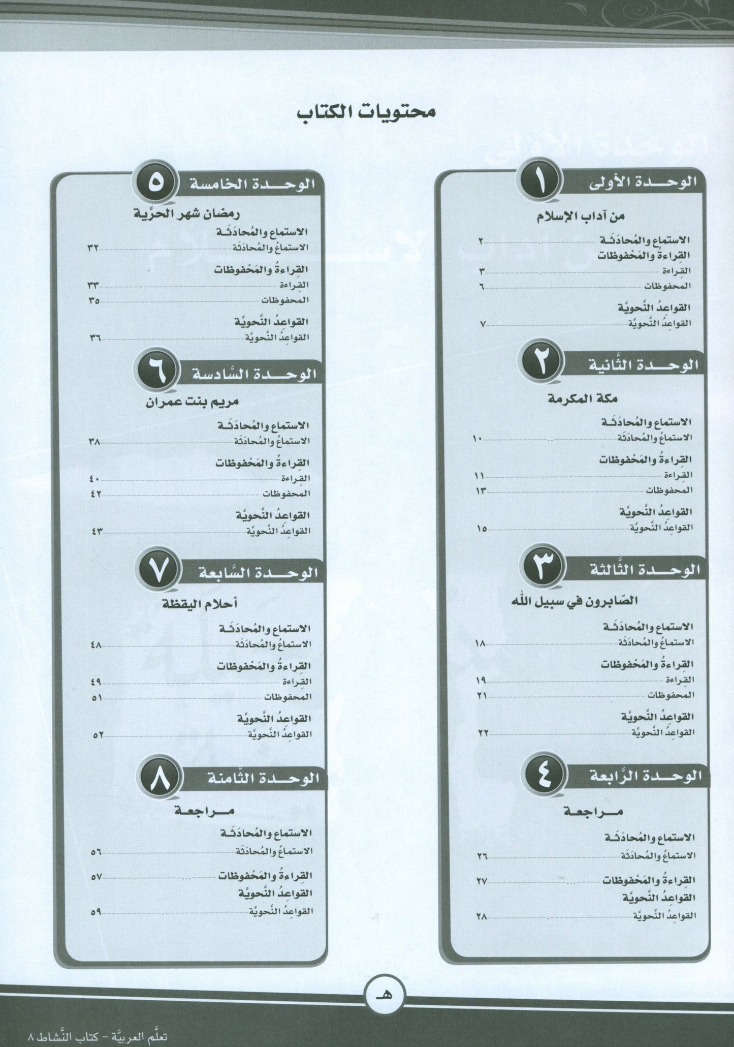 ICO Learn Arabic - Workbook - Level 8 Part 1 - تعلم العربية كتاب النشاط