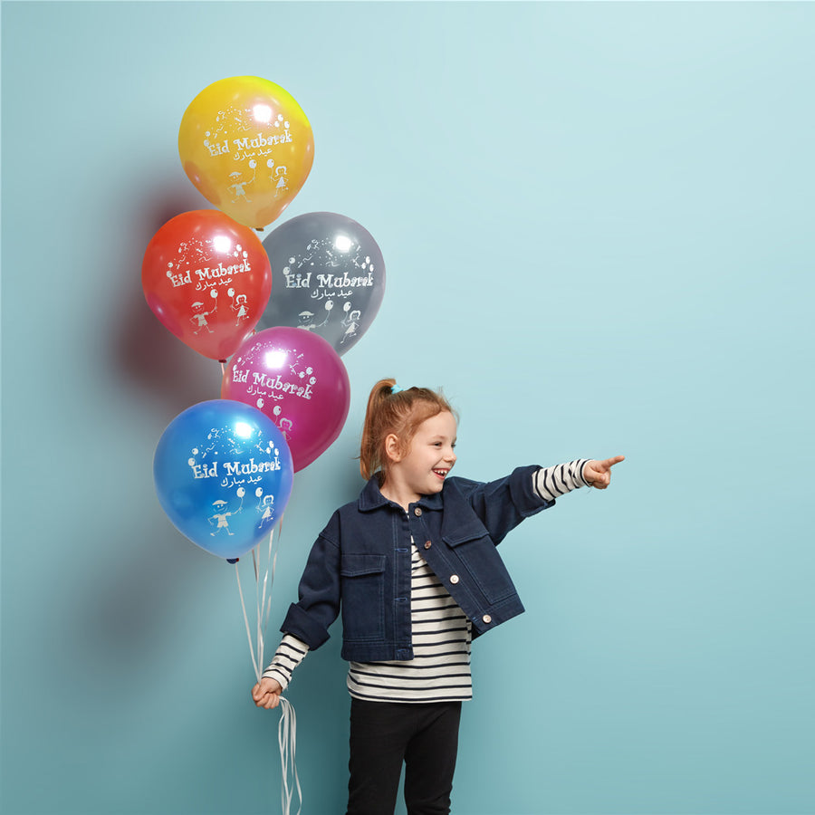 Eid Mubarak Balloons - 12", Assorted Colors, Pack of 20 (50% OFF)