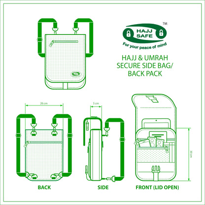 Anti-Theft Back Pack & Side Bag for Hajj & Umrah (Large)
